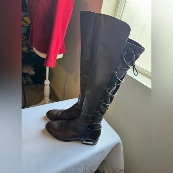 Vince Camuto Parle Leather over-the-knee boots a corset-style lace-up Size 6.5